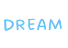 The word 'DREAM' written in blue on a white background